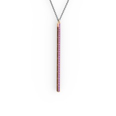 Ametist 925 ayar rose altın kaplama gümüş kolye (40 cm gümüş rolo zincir)