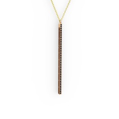 Siyah zirkon 18 ayar rose altın kolye (40 cm altın rolo zincir)