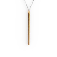 Su Yolu Kolye - Sitrin 925 ayar rose altın kaplama gümüş kolye (40 cm beyaz altın rolo zincir) #15dcyg9