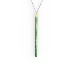 Su Yolu Kolye - Yeşil kuvars 18 ayar altın kolye (40 cm beyaz altın rolo zincir) #15f1v0g