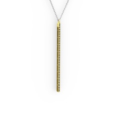 Su Yolu Kolye - Dumanlı kuvars 18 ayar altın kolye (40 cm beyaz altın rolo zincir) #15pqrld