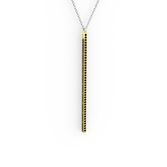 Su Yolu Kolye - Siyah zirkon 8 ayar altın kolye (40 cm beyaz altın rolo zincir) #167kcsf