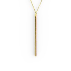 Su Yolu Kolye - Pembe kuvars 14 ayar altın kolye (40 cm gümüş rolo zincir) #1692qng