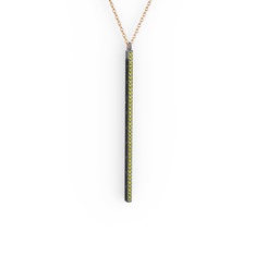 Peridot 925 ayar siyah rodyum kaplama gümüş kolye (40 cm rose altın rolo zincir)