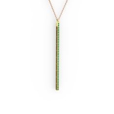 Su Yolu Kolye - Yeşil kuvars 18 ayar altın kolye (40 cm rose altın rolo zincir) #18ofiy7