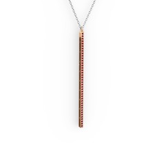 Su Yolu Kolye - Garnet 925 ayar rose altın kaplama gümüş kolye (40 cm beyaz altın rolo zincir) #1atei22