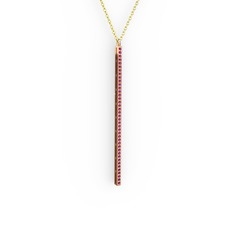 Su Yolu Kolye - Rodolit garnet 14 ayar rose altın kolye (40 cm altın rolo zincir) #1b3yqap