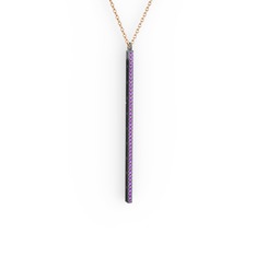 Su Yolu Kolye - Ametist 925 ayar siyah rodyum kaplama gümüş kolye (40 cm rose altın rolo zincir) #1dq51co