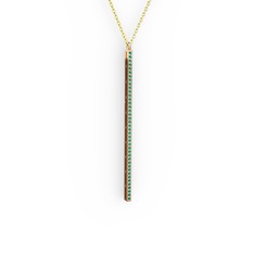 Su Yolu Kolye - Yeşil kuvars 925 ayar rose altın kaplama gümüş kolye (40 cm altın rolo zincir) #1ep84cm
