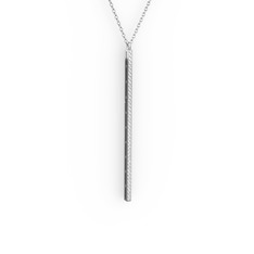 Su Yolu Kolye - Beyaz zirkon 925 ayar gümüş kolye (40 cm beyaz altın rolo zincir) #1fig6q5