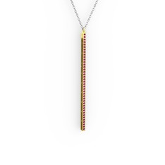 Su Yolu Kolye - Rodolit garnet 14 ayar altın kolye (40 cm gümüş rolo zincir) #1g89c9t