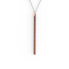 Su Yolu Kolye - Rodolit garnet 14 ayar rose altın kolye (40 cm beyaz altın rolo zincir) #1gauo4n