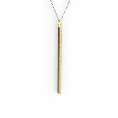 Swarovski 925 ayar altın kaplama gümüş kolye (40 cm beyaz altın rolo zincir)