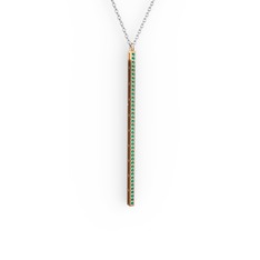 Su Yolu Kolye - Yeşil kuvars 925 ayar rose altın kaplama gümüş kolye (40 cm beyaz altın rolo zincir) #1hr84uo