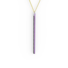 Su Yolu Kolye - Ametist 14 ayar beyaz altın kolye (40 cm altın rolo zincir) #1i3gx19