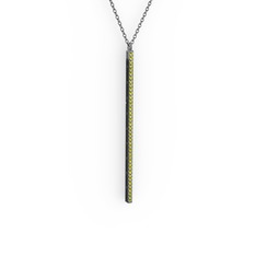 Su Yolu Kolye - Peridot 925 ayar siyah rodyum kaplama gümüş kolye (40 cm gümüş rolo zincir) #1j1th6r