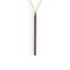 Su Yolu Kolye - Rodolit garnet 925 ayar siyah rodyum kaplama gümüş kolye (40 cm gümüş rolo zincir) #1jk5too
