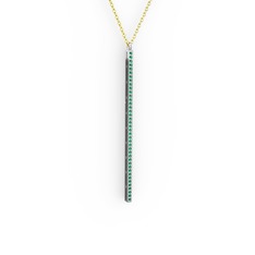 Su Yolu Kolye - Yeşil kuvars 8 ayar beyaz altın kolye (40 cm altın rolo zincir) #1kie9ri