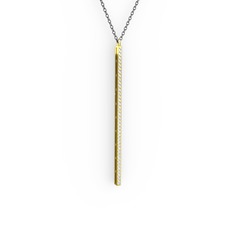 Pırlanta 925 ayar altın kaplama gümüş kolye (0.44 karat, 40 cm gümüş rolo zincir)