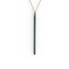 Yeşil kuvars 925 ayar siyah rodyum kaplama gümüş kolye (40 cm rose altın rolo zincir)