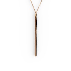 Su Yolu Kolye - Siyah zirkon 925 ayar rose altın kaplama gümüş kolye (40 cm gümüş rolo zincir) #1l4rnhf