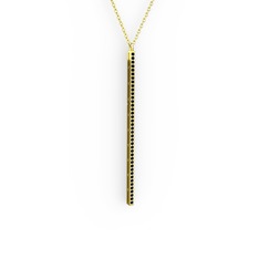 Su Yolu Kolye - Siyah zirkon 925 ayar altın kaplama gümüş kolye (40 cm altın rolo zincir) #1liceie