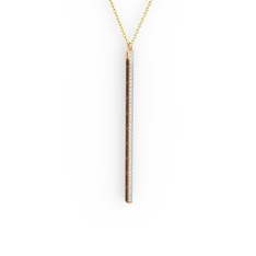 Su Yolu Kolye - Akuamarin 925 ayar rose altın kaplama gümüş kolye (40 cm altın rolo zincir) #1lx2p1o