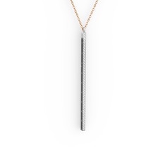 Swarovski 18 ayar beyaz altın kolye (40 cm rose altın rolo zincir)
