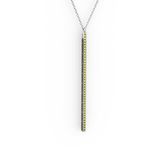 Su Yolu Kolye - Peridot 18 ayar beyaz altın kolye (40 cm gümüş rolo zincir) #1nu90we