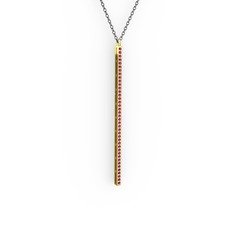 Su Yolu Kolye - Rodolit garnet 18 ayar altın kolye (40 cm gümüş rolo zincir) #1p5d5gi