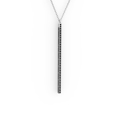 Su Yolu Kolye - Siyah zirkon 925 ayar gümüş kolye (40 cm beyaz altın rolo zincir) #1prnjvr