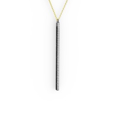 Su Yolu Kolye - Pırlanta 925 ayar siyah rodyum kaplama gümüş kolye (0.44 karat, 40 cm altın rolo zincir) #1ptmeap