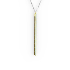 Akuamarin 14 ayar altın kolye (40 cm beyaz altın rolo zincir)