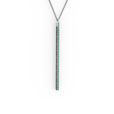 Su Yolu Kolye - Yeşil kuvars 14 ayar beyaz altın kolye (40 cm gümüş rolo zincir) #1qa13dx