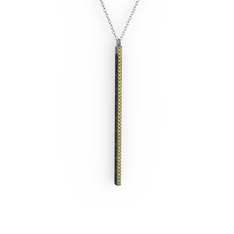 Su Yolu Kolye - Peridot 925 ayar siyah rodyum kaplama gümüş kolye (40 cm beyaz altın rolo zincir) #1qccr8s