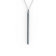 Su Yolu Kolye - Akuamarin 925 ayar siyah rodyum kaplama gümüş kolye (40 cm beyaz altın rolo zincir) #1qzkdn7