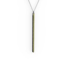 Su Yolu Kolye - Peridot 925 ayar siyah rodyum kaplama gümüş kolye (40 cm beyaz altın rolo zincir) #1snlxon