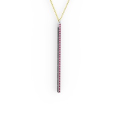 Su Yolu Kolye - Rodolit garnet 18 ayar beyaz altın kolye (40 cm altın rolo zincir) #1sse5j8
