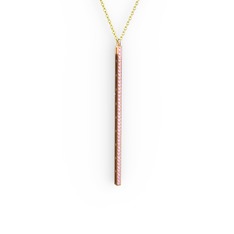 Su Yolu Kolye - Pembe kuvars 8 ayar rose altın kolye (40 cm gümüş rolo zincir) #1tq20o3