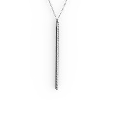 Su Yolu Kolye - Swarovski 925 ayar siyah rodyum kaplama gümüş kolye (40 cm beyaz altın rolo zincir) #1veddsh