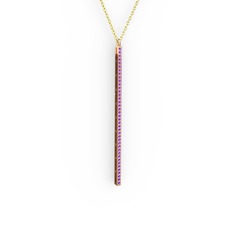 Su Yolu Kolye - Ametist 925 ayar rose altın kaplama gümüş kolye (40 cm gümüş rolo zincir) #1vz65dn