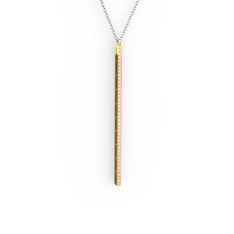 Su Yolu Kolye - Pembe kuvars 8 ayar altın kolye (40 cm beyaz altın rolo zincir) #1x4u4o3