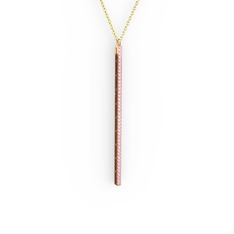 Su Yolu Kolye - Pembe kuvars 14 ayar rose altın kolye (40 cm altın rolo zincir) #1xka2be