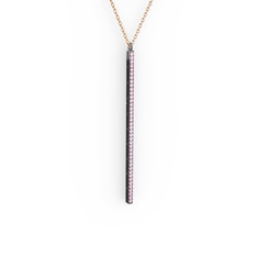 Su Yolu Kolye - Pembe kuvars 925 ayar siyah rodyum kaplama gümüş kolye (40 cm rose altın rolo zincir) #1y6d3vz