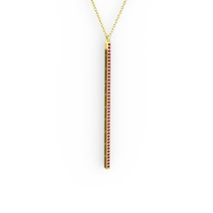 Rodolit garnet 925 ayar altın kaplama gümüş kolye (40 cm altın rolo zincir)