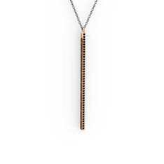 Su Yolu Kolye - Siyah zirkon 18 ayar rose altın kolye (40 cm gümüş rolo zincir) #1zefaz