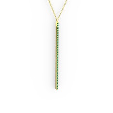 Su Yolu Kolye - Yeşil kuvars 925 ayar altın kaplama gümüş kolye (40 cm altın rolo zincir) #2gq32k