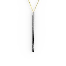 Su Yolu Kolye - Siyah zirkon 18 ayar beyaz altın kolye (40 cm altın rolo zincir) #2ptkzd