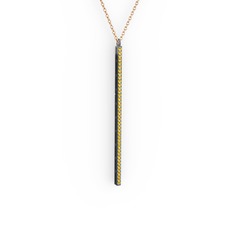 Su Yolu Kolye - Sitrin 925 ayar siyah rodyum kaplama gümüş kolye (40 cm rose altın rolo zincir) #2szhq2