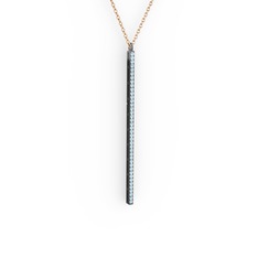Su Yolu Kolye - Akuamarin 925 ayar siyah rodyum kaplama gümüş kolye (40 cm gümüş rolo zincir) #3mdhkv